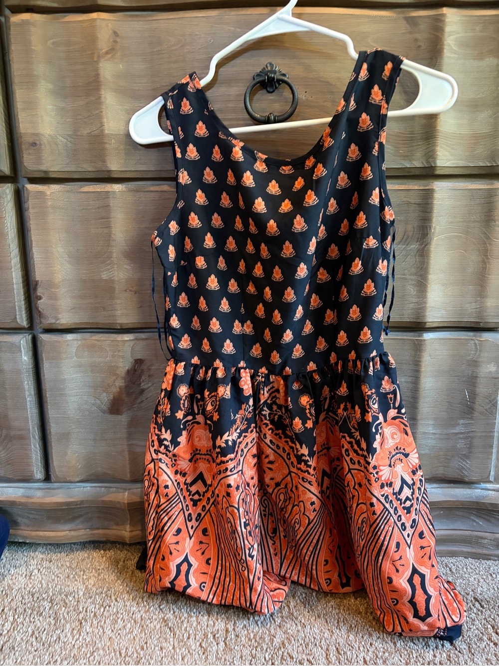 NWT Kohl's Black and Orange Printed Sleeveless Dress size small